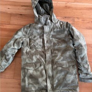 BURTON Women The White Collection Large Green Olive Camo Ski Jacket Coat Dryride